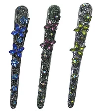 Set of 3 Alligator Duckbill Hairclip Beakclip Saw Teeth Edge NM86110-1-3