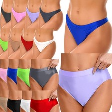Womens Glossy Panties Low Rise Briefs Solid Color Elastic Waistband underwear