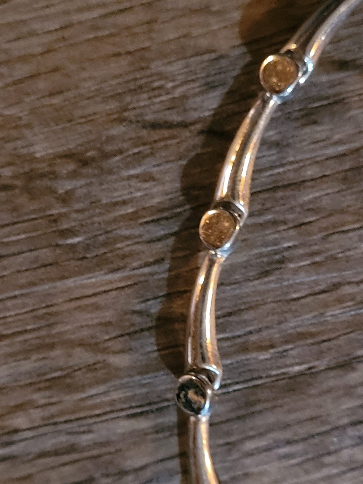 Silver Tone Articulated Interlocking Necklace Rhi… - image 3