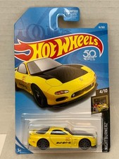 NIP 2018 Hot Wheels Mainline '95 Mazda RX-7 16/365 Yellow Nightburnerz 4/10