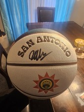 Victor Wembanyama City Edition Autographed Basketball - Fanatics Cert In Display