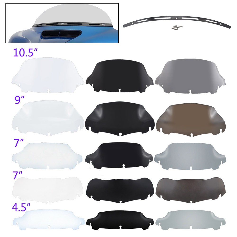 4.5" 7" 9" 10" Motor Wave Windshield Fit for Harley Touring Street Glide 14-2024
