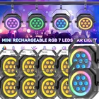 Rechargeable Par Stage Light Battery Powered 7LED DJ Uplights with Remote& Strip