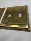 2 Brass Double wall plate Two toggle light switch Rope Edge Design — photo 5