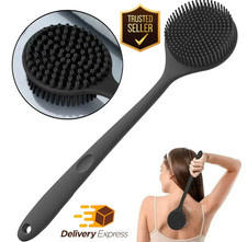 Long Handle Silicone Back Scrubber, Double Sided Bath Body Brush for Shower Men