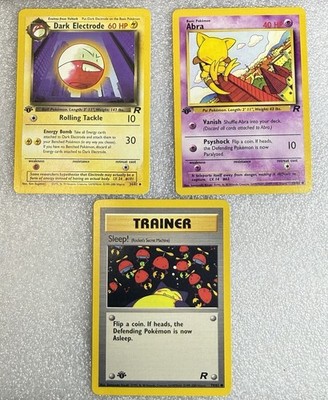 Pokemon Team Rocket 1st Edition Base Set Dark Electrode34/Abra49/Sleep!79 |Nm-Mp