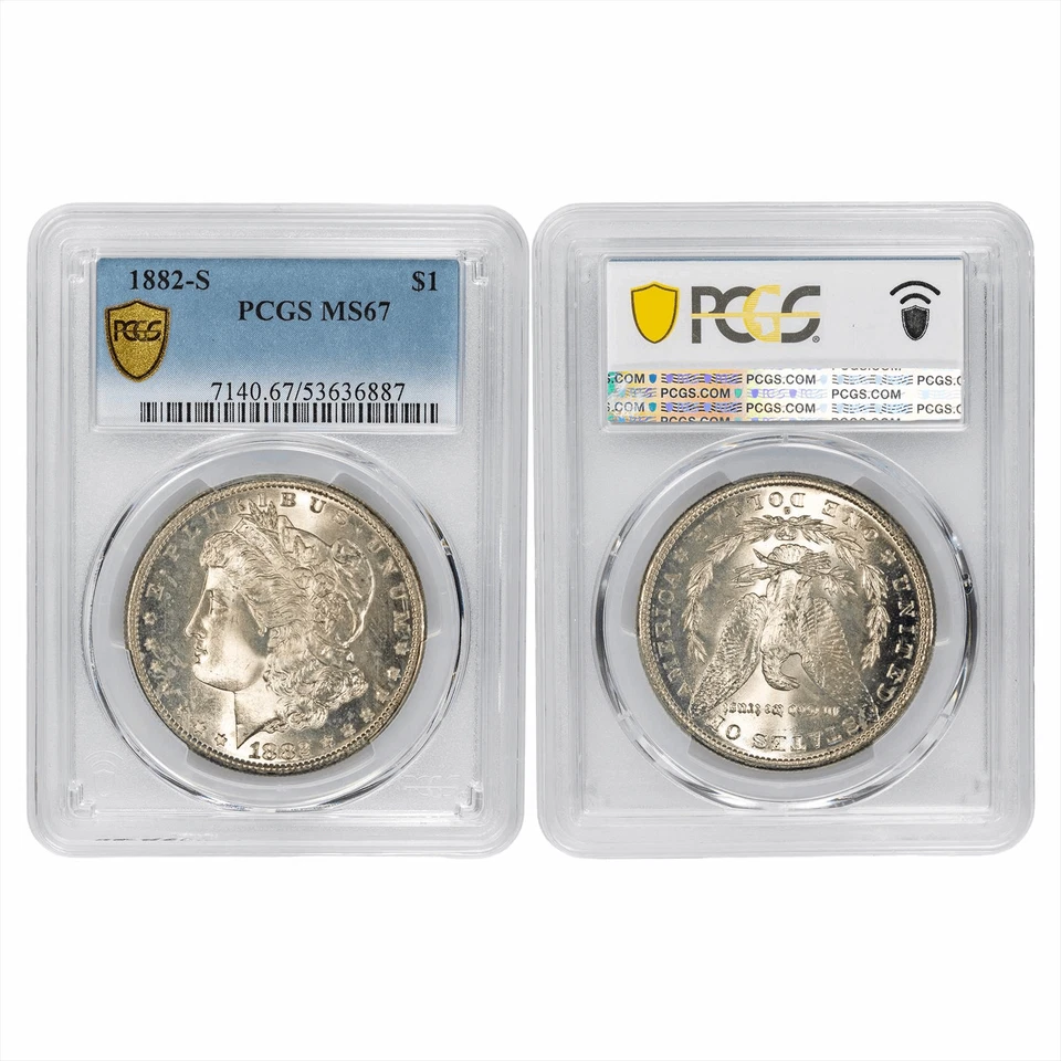 1882 年代摩根银币 1 美元 PCGS 评级 MS 67 — 第 3/3 张图片