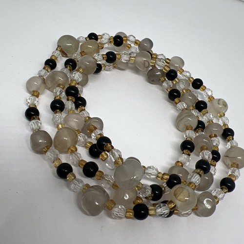 Collana 46" con supporto singolo e perle in plastica vetro pietra preziosa - Foto 3 di 10