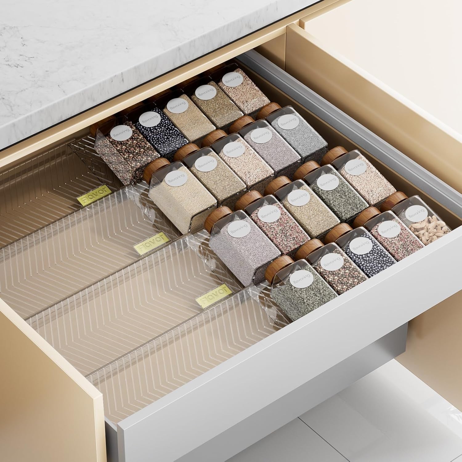 Spice Drawer Organizer, 8 Pack Clear Seasoning Organizer Rack, Kitchen Spice