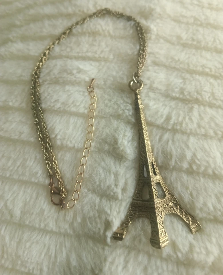 Collar Grande Torre Eiffel París Tono Oro Foto 3 de 4