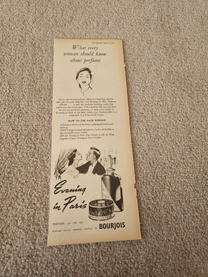 TBOOKL12 MAGAZINE ADVERT 11X4'' BOURJOIS - EVENING IN PARIS 