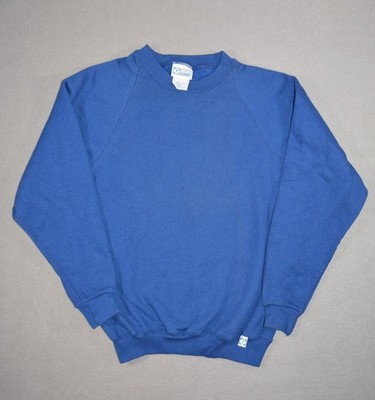 Vintage Discus Athletic Sweatshirt Mens Small Blue Blank Raglan Crewneck USA
