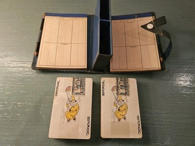 Vintage ArtDeco Playing Card Set, 2 Decks Sealed W/Tax Stamps, Case Pencils &...