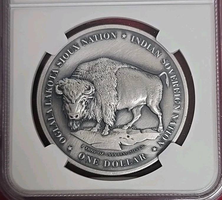 2023 $1 Onca Papa Ultra High Relief Oglala Lakota Sioux Nation MS-70 - Image 3 of 4