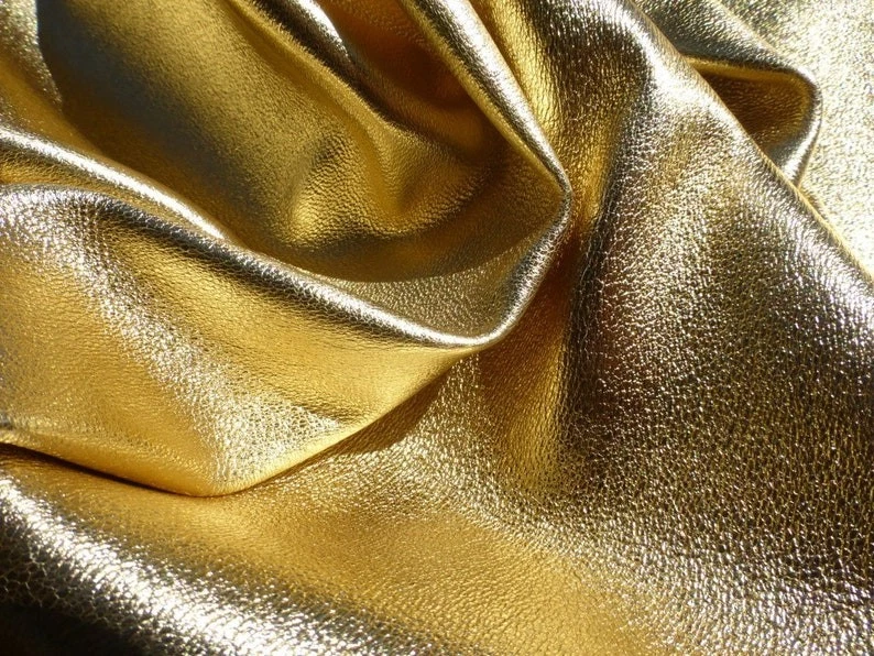 Pele de cordeiro dourada metálica napa pura 100% couro real esconde pele macia 6 quadrados Pés+ - Imagem 2 de 3