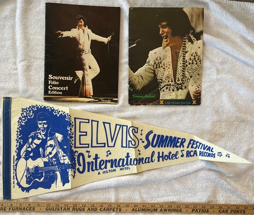 RARE Elvis 1971 International Hotel Las Vegas Pennant Summer Festival Menu Folio