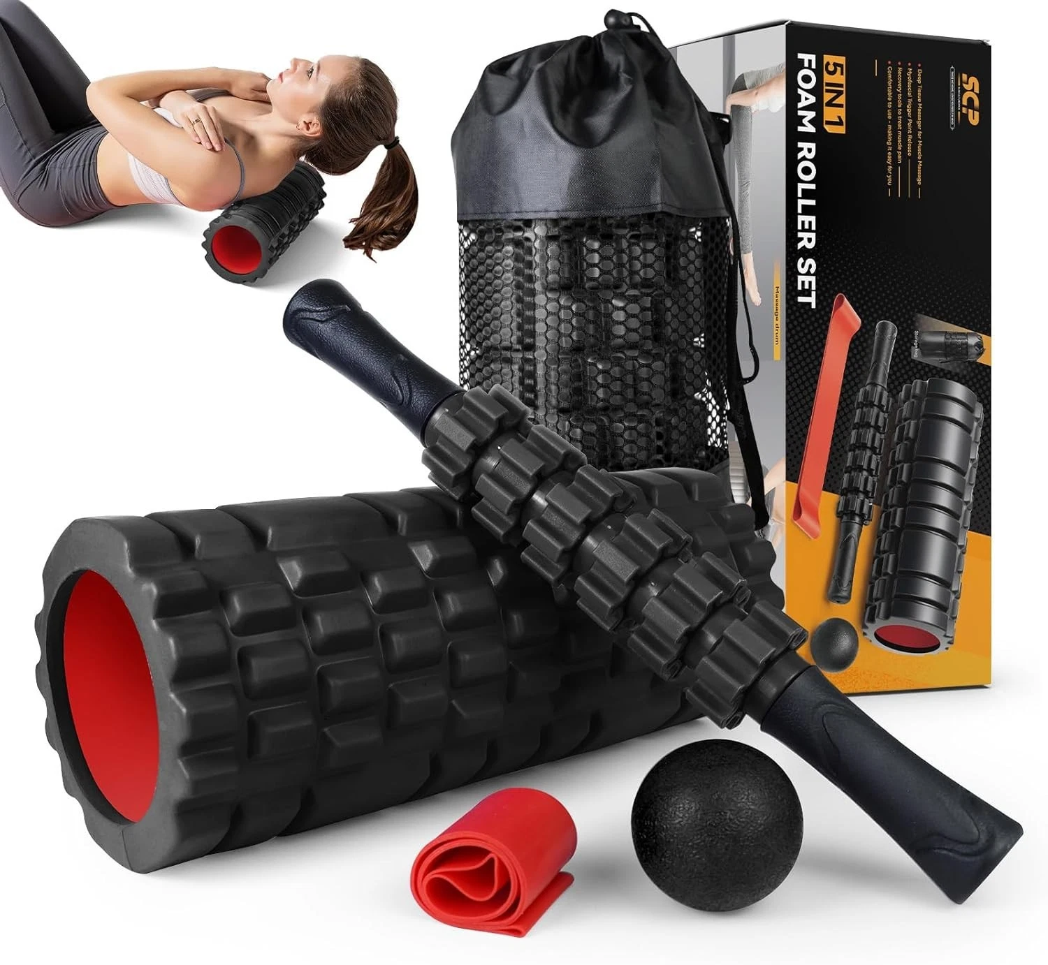 5 in 1 Foam Roller Set Deep Tissue Massage Kit Muscle Recovery Fitness