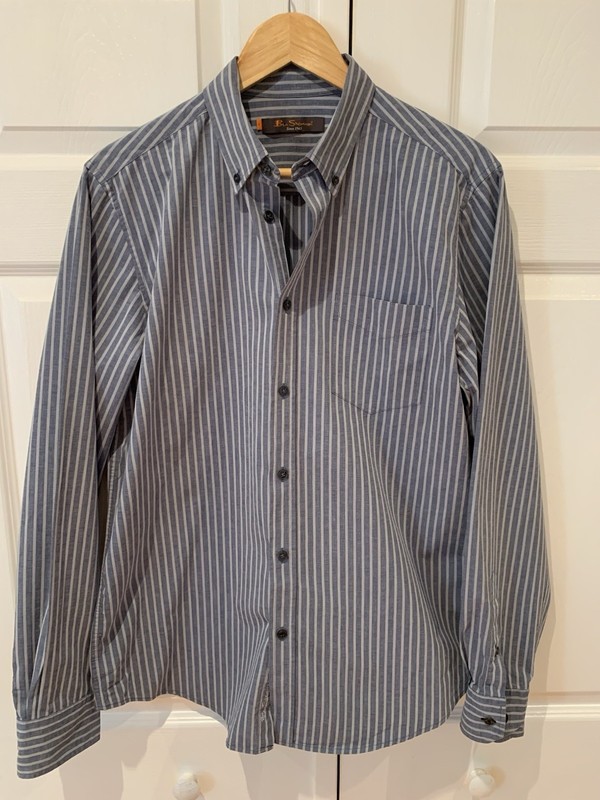 Ben Sherman Slim Striped Large Long Sleeve Button Up Cotton Shirt Excellent!