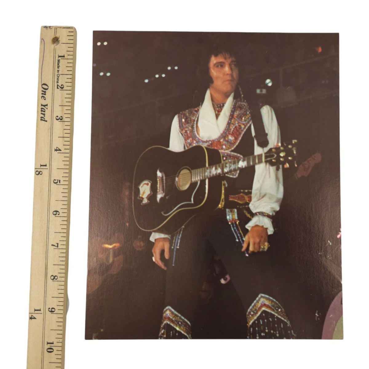 Elvis Presley Photo Gibson Dove Totem Pole Jumpsuit 8x10 1975 W O