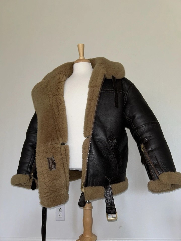 Chaqueta de cuero de oveja real Irvin B3 RAF Nav para hombre bombardero volador piel de aviador