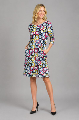 VEGAS Paris Kleid 3/4-Arm - modernes Circle-Design - Hingucker - Musthave - NEU