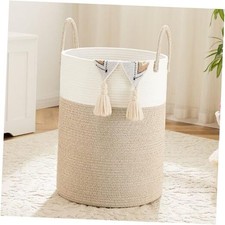Laundry Basket,Woven Cotton Rope Laundry Hamper,for Decor Storage of 60L Brown