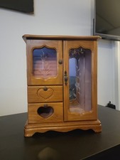 Vintage Wooden Armoire Style Jewelry Box 5 Dr...