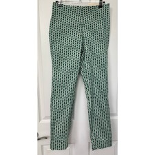 A New Day Pants Size 2R Skinny Ankle High Rise Green Geo Stretch New