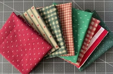 QUILT FABRIC HOLIDAY COTTON+ LOT 8 Pieces 10" X 13" ea - Scrappy Quilts Mask etc