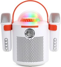 Bluetooth Karaoke Machine with Two Wireless Microphones Portable Light Speaker