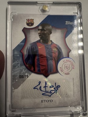 2024-25 Topps Barcelona 125 Anniversary Samuel Eto o /75 Auto Blue