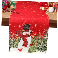 Snowman Trees Snowflakes Winter Table Runner - 13x72 Inch, Snowman-13 x 72 Inch