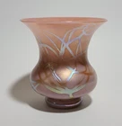 Antique Steuben Carder Era Calcite Pink Iridescent Glass Shade Vase #2533 5"