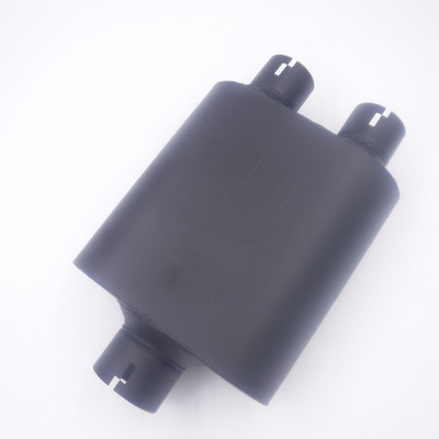 Rough Country Black Stainless Steel Dual Muffler 16.5'' OAL 3'' Inlet, 2.5'' Outlet
