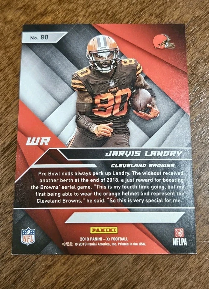 2019 Panini XR Red 010/249 Jarvis Landry #80 - Image 2 of 3