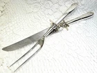 Sterling Silver Handled Lunt Sweetheart Rose Meat Carving Set Fork Knife 152 Gms