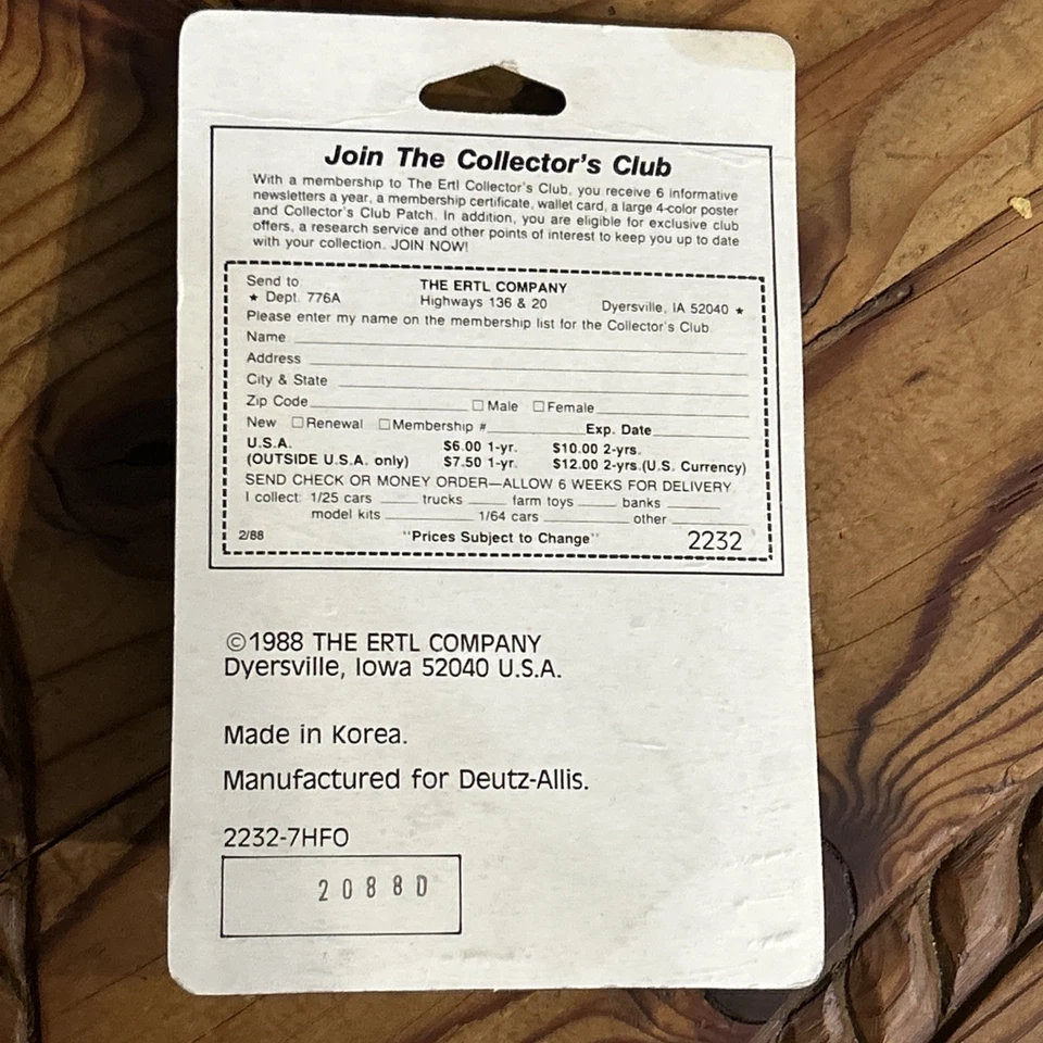 Ertl 1/64 DEUTZ ALLIS 6260 AWD TRACTOR W/CAB DIECAST METAL IOP GREEN - Image 2 of 2