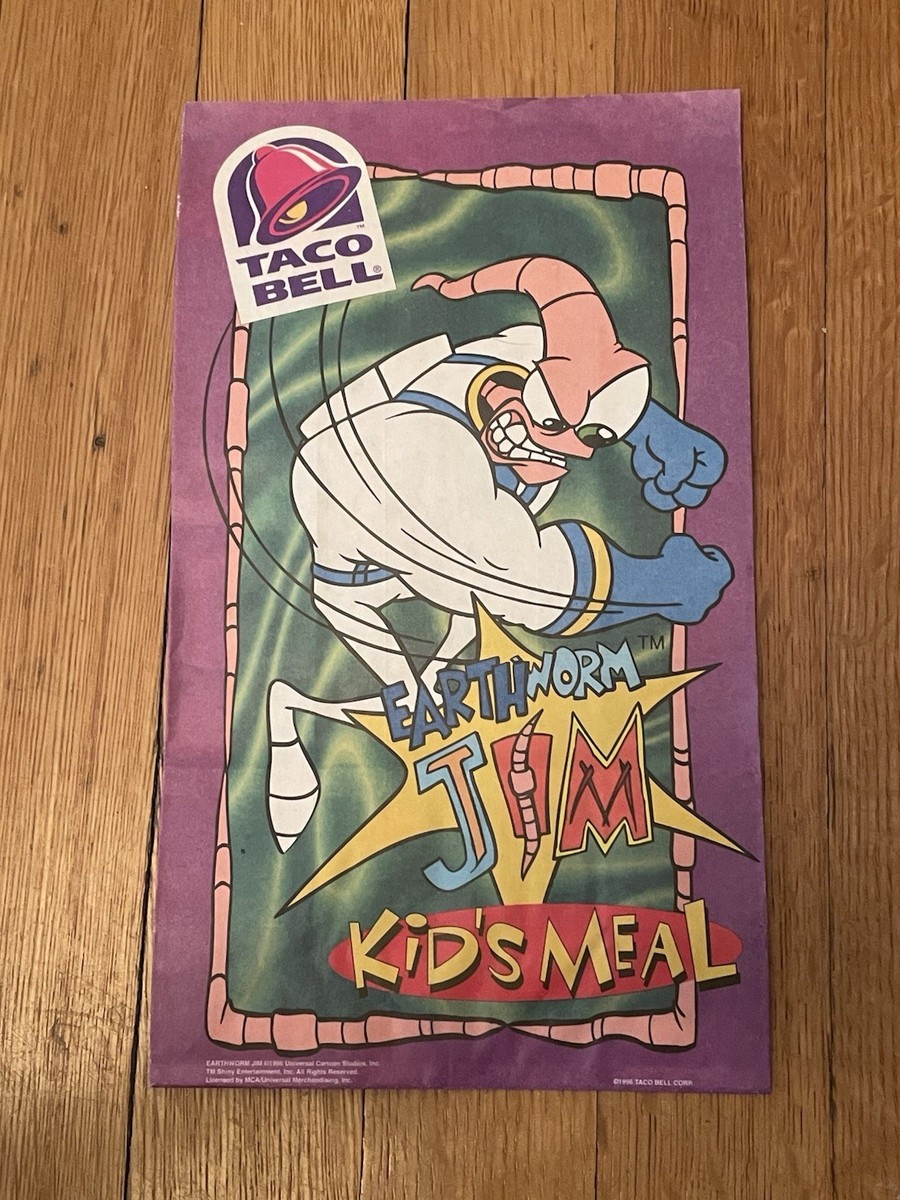 Vintage EARTHWORM JIM Taco Bell Happy Kids Meal 1995 Unused Bag | eBay