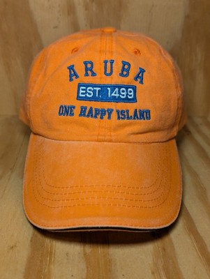 ARUBA ONE HAPPY ISLAND ORANGE ADJUSTABLE CAP HAT Est 1499