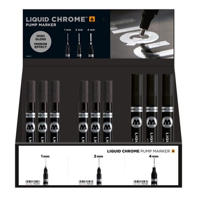 Molotow LIQUID CHROME Marker 36er Sales Display