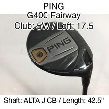 PING G400 Fairway 5W Fairway Wood 17.5 42.5" ALTA J CB Stiff Regular Right-Hande