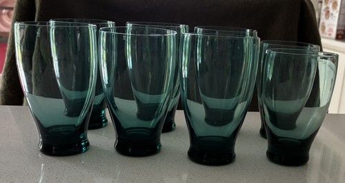 ••Russel Wright American Modern Morgantown Seafoam Glasses 6-water 2-juice