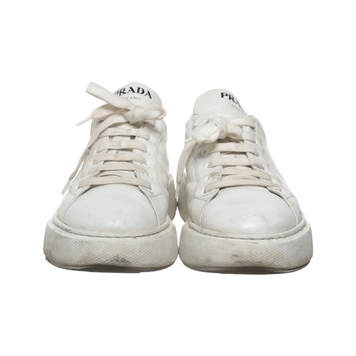 Prada, Sneaker, Größe: 39 1/2, Leder, Weiß, Damen #dCE