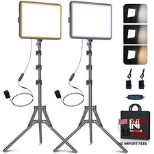 2-Pack Photography Lighting Kit, 25W LED Video Light 22W-2 Packs AC Adapter 