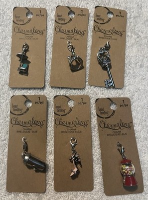 Bead Landing Charms Lot of 6 Coffee, Heel, Bubblegum, Key, Crown, Beach Chair