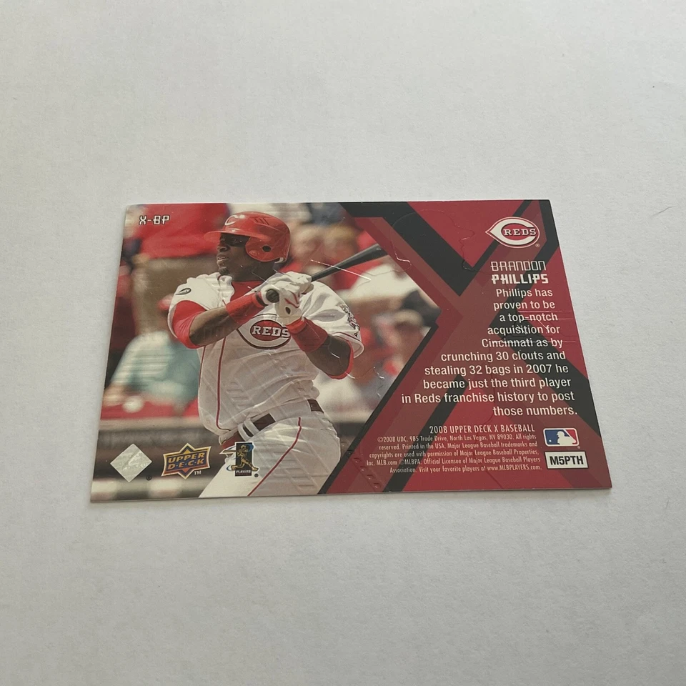 2008 Upper Deck X Baseball # X-BP Brandon Phillips Xponential Cincinnati Reds - Image 2 of 2