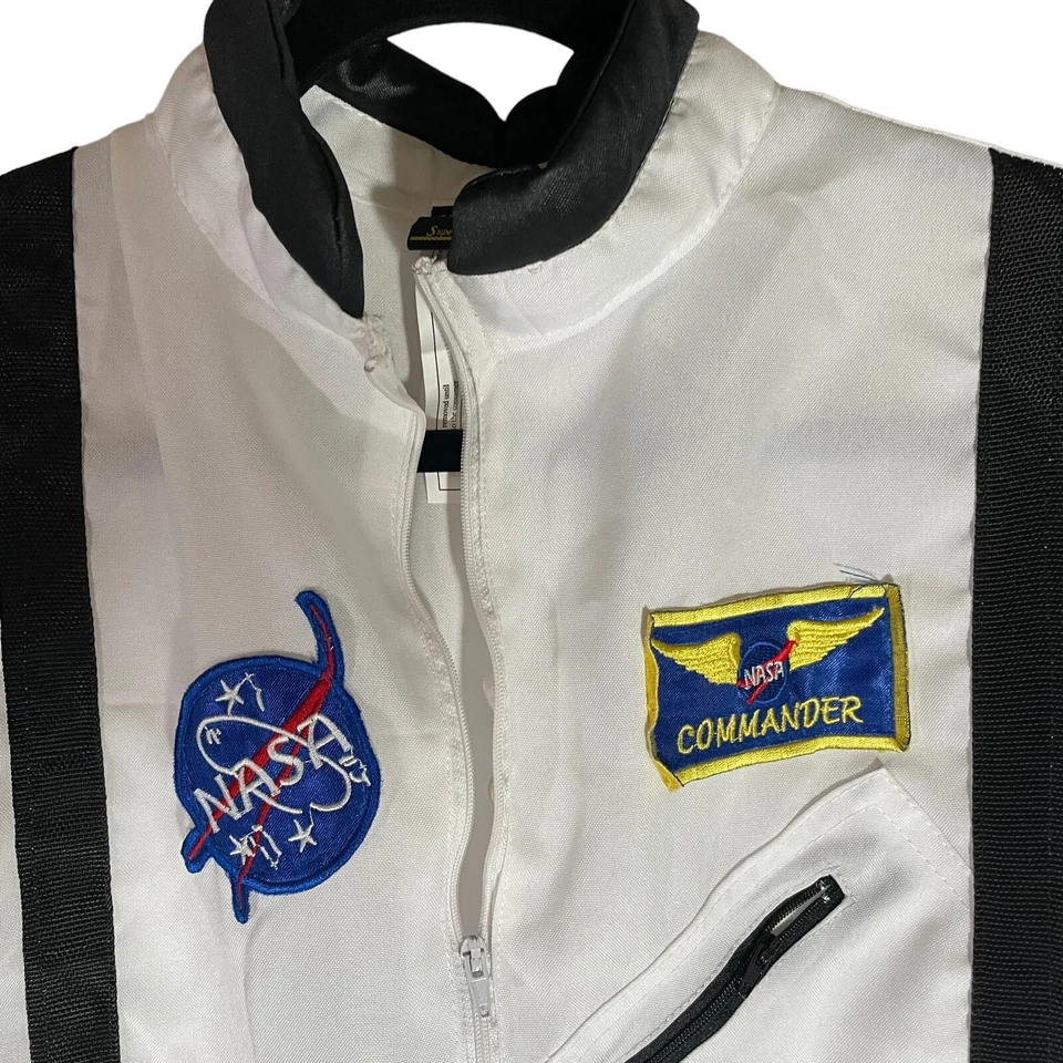 Disfraz de astronauta de la NASA adolescente talla única blanco 1 pieza mono comandante envolturas inferiores Foto 3 de 4