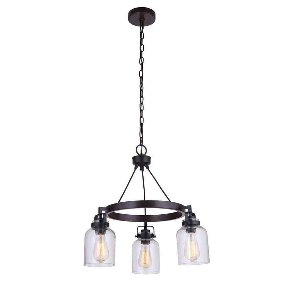 Lámpara de araña de vidrio transparente de 3 luces Foxwood hecha a mano para vestíbulo de cocina comedor Foto 2 de 2