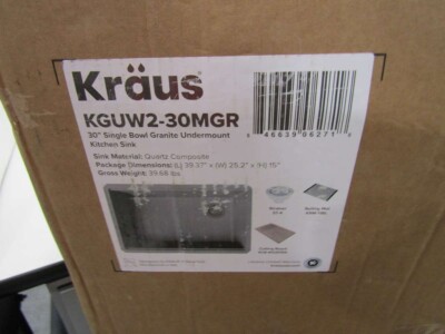 Kraus KGUW2-30MGR 30 in. Undermount Granite Composite Single Bowl Kitchen Sink