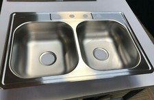 Elkay KW50233224 33" 4 Hole Double Bowl Drop-In Stainless Steel Kitchen Sink Sat